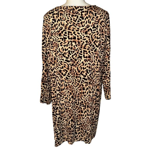 Chicos Women’s Size 2 US Large Blouse Top Black Gold Animal Print Stretch - Picture 2 of 7